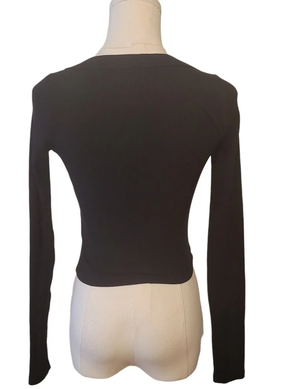 Reformation Black Ribbed Scoopneck Crop Top Size XS